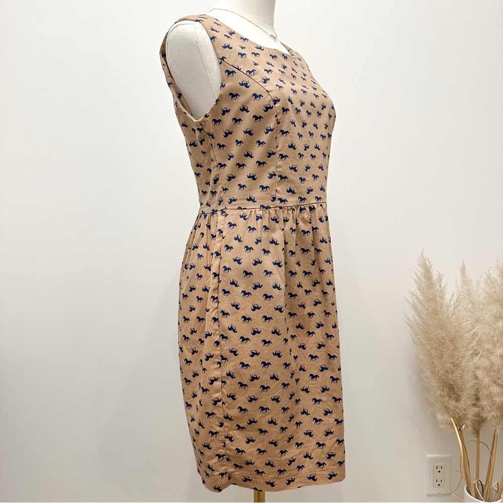 Vintage Inspired Brown Horse Printed Dress - Picture 4 of 10